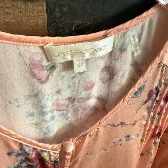 LoveShackFancy Talia Silk Top in Duchess Women's Size XS - Picture 3 of 6